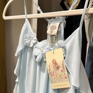 Never worn in perfect condition nightgown baby blue with pearl & flower detail